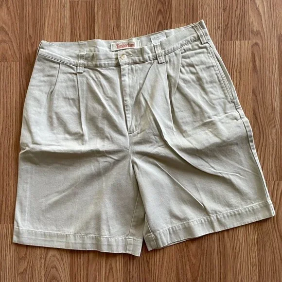 Timberland Men Shorts STRATHAM TWILL Khaki Beige Cotton Shorts Size 36 - Picture 1 of 9